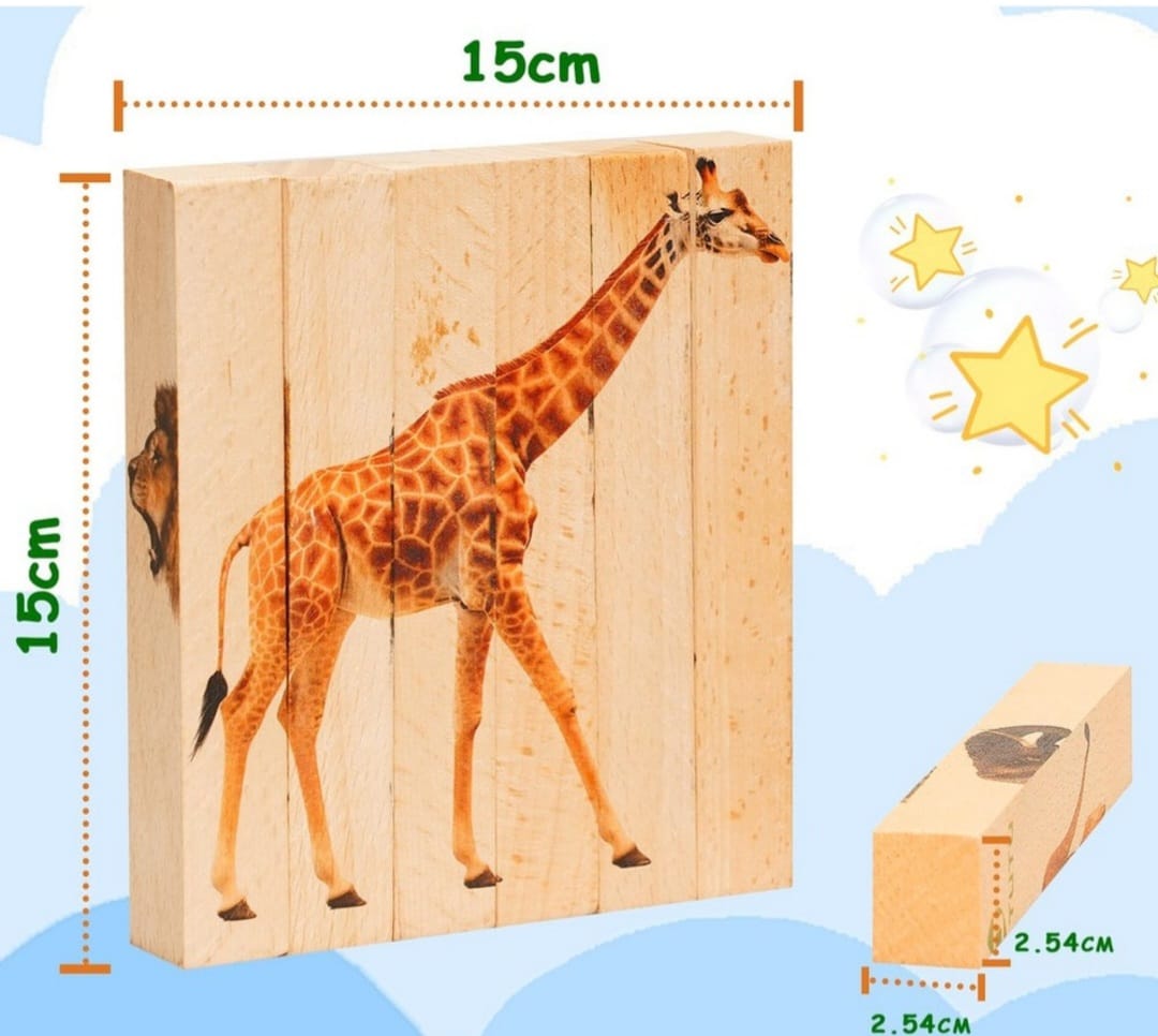 Puzzel Montessori din lemn 4-in -1 Animale Safari