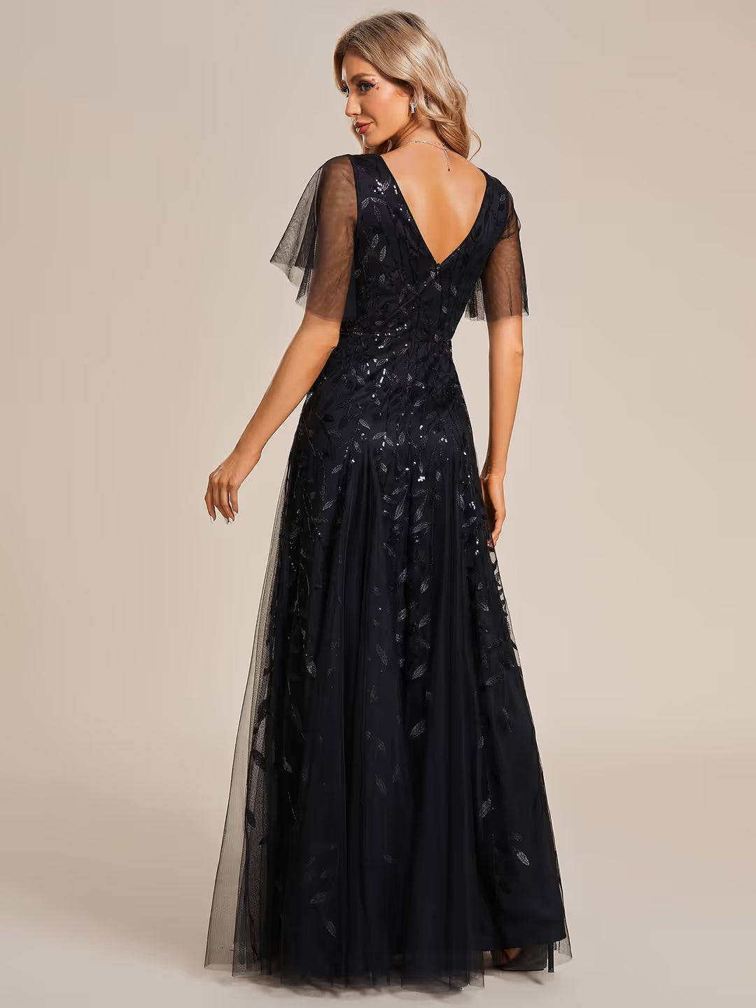 Ever-Pretty rochie de seară evazată cu decolteu în V mânecă scurtă elegantă