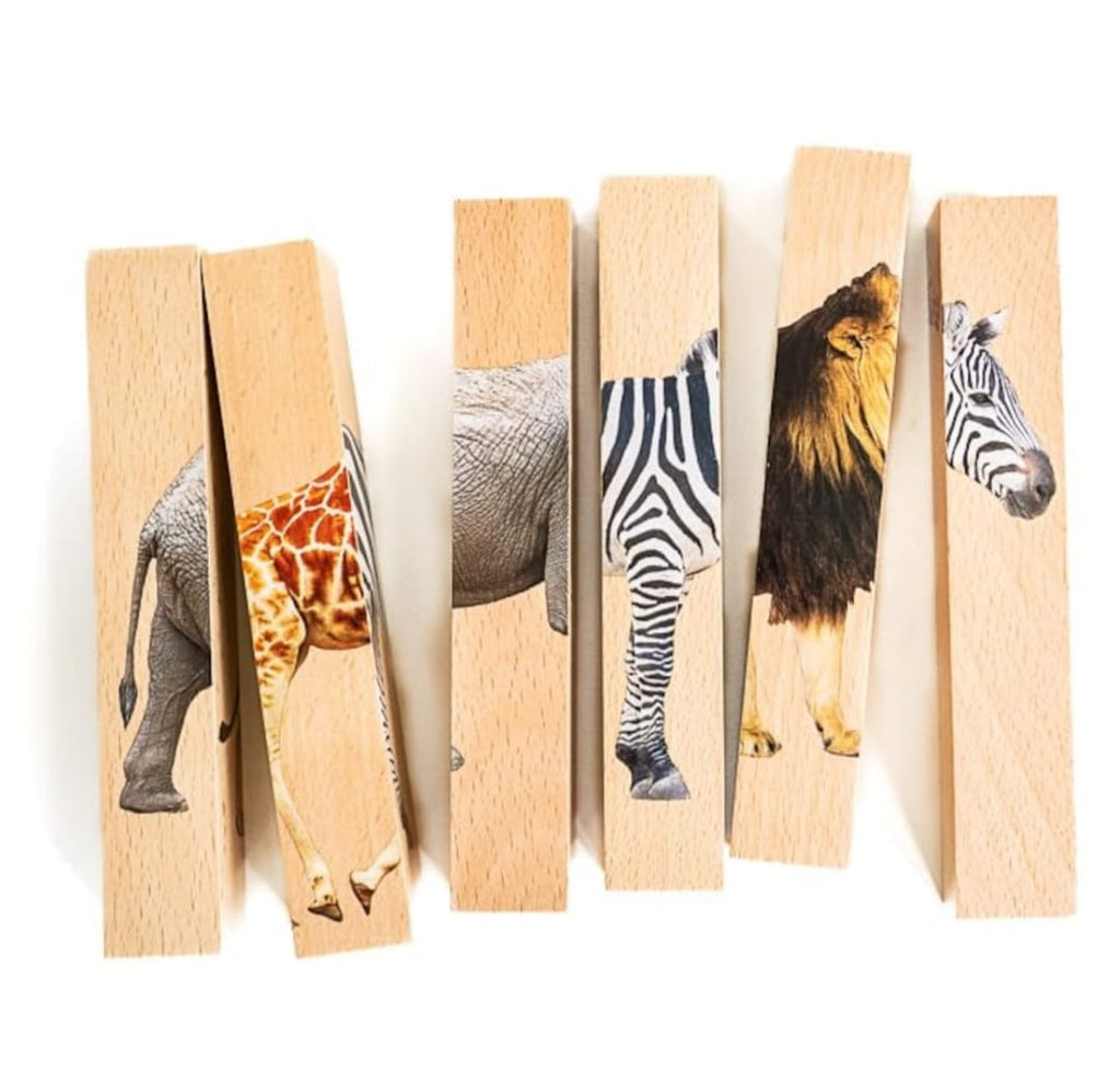 Puzzel Montessori din lemn 4-in -1 Animale Safari