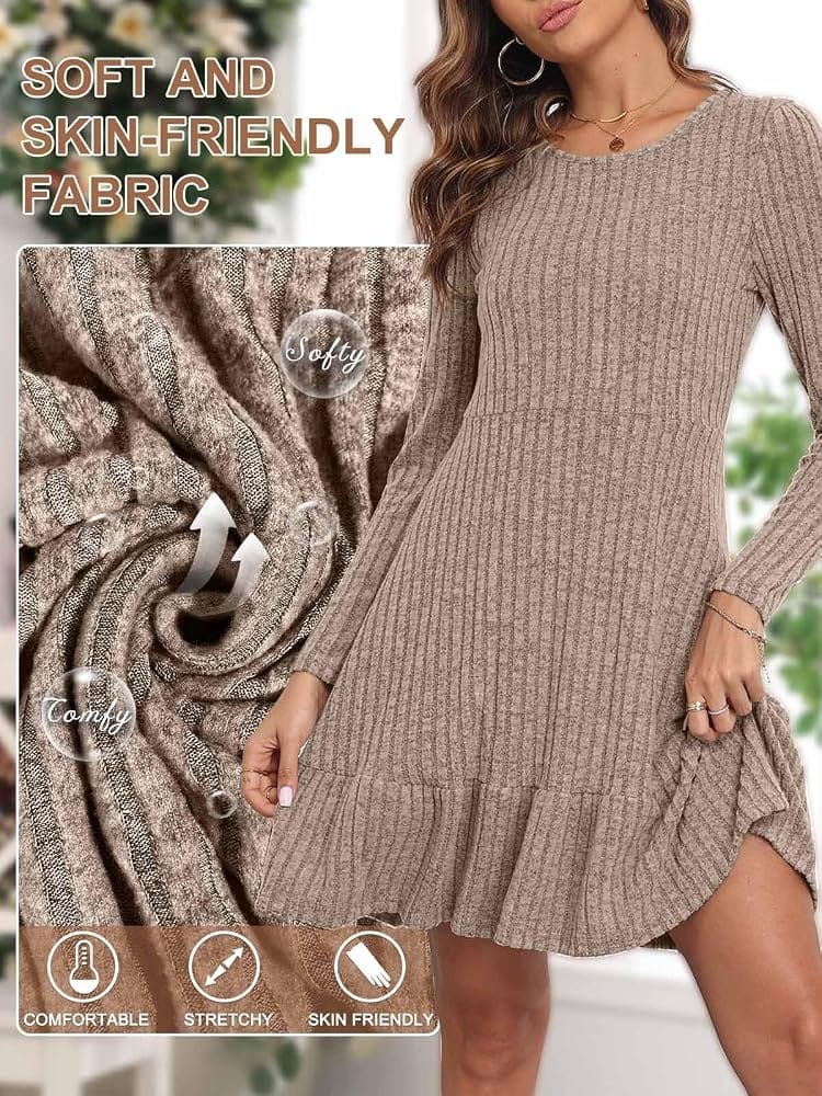 Rochie damă din tricot cu motive de raiat , mânecă lungă, croială cloș, toamnă/iarnă culoare bej ,masura XL