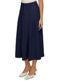 Fustă midi plisată linie A talie elastică culoare uni – bleumarin S