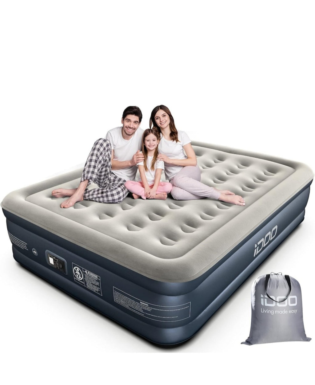 Saltea gonflabila dubla IDOO cu pompa electrica -confort premium pentru casa si camping