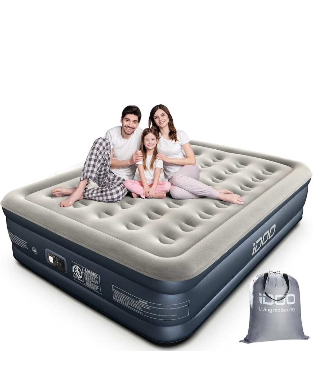 Saltea gonflabila dubla IDOO cu pompa electrica -confort premium pentru casa si camping