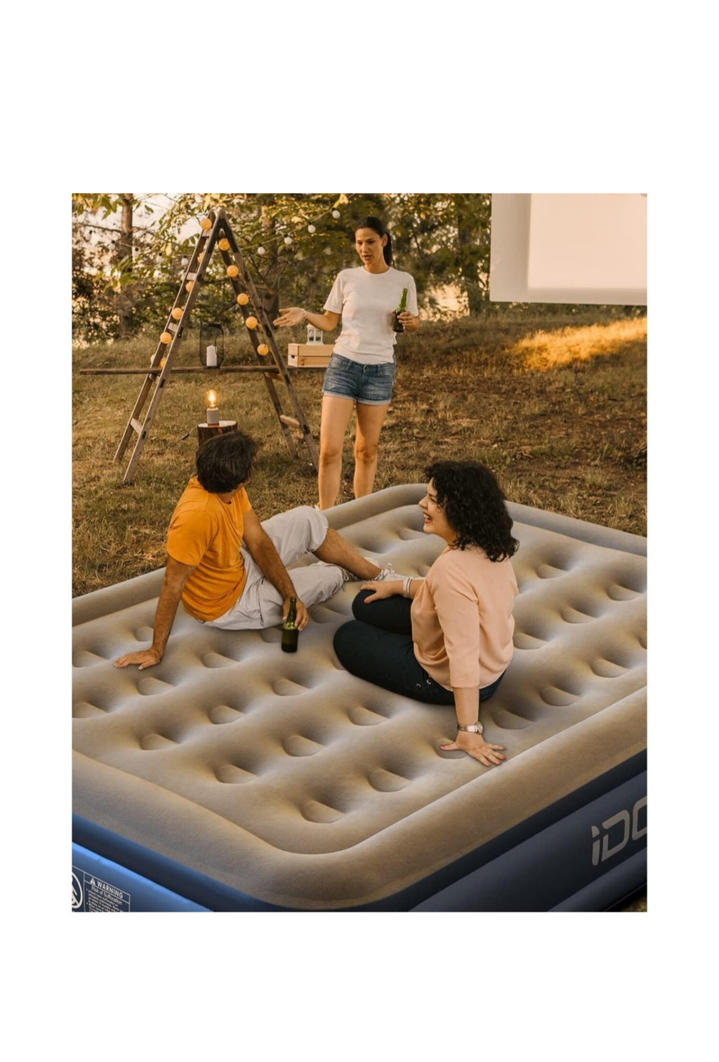 Saltea gonflabila dubla IDOO cu pompa electrica -confort premium pentru casa si camping