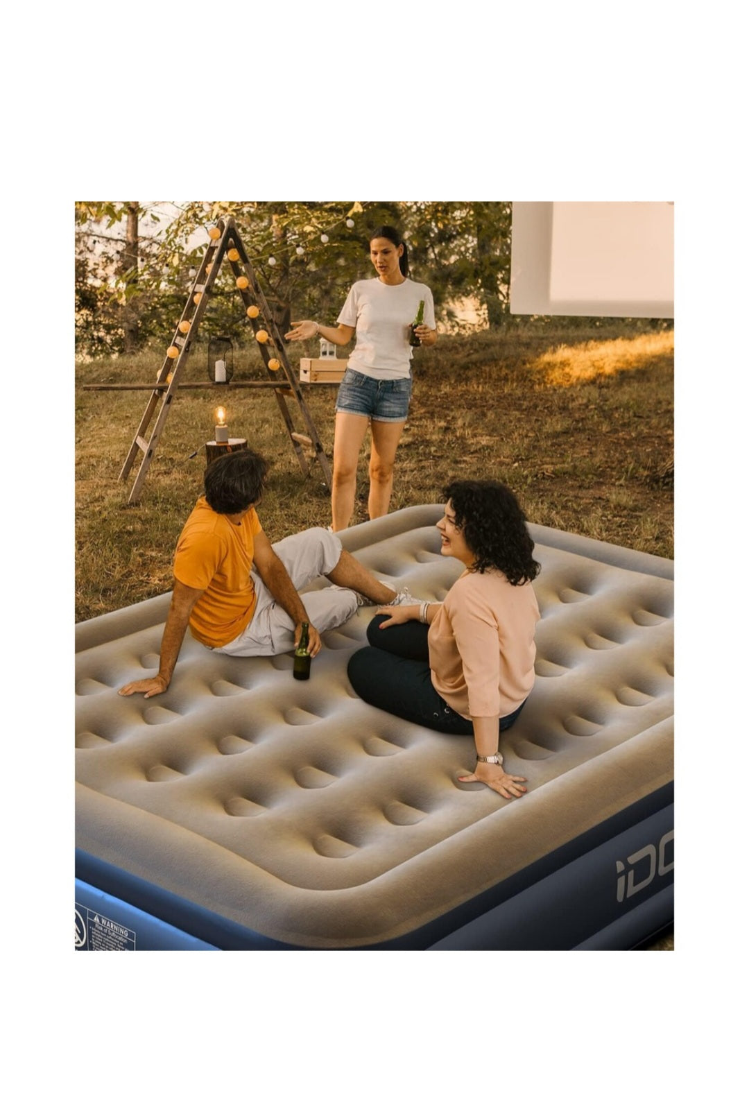 Saltea gonflabila dubla IDOO cu pompa electrica -confort premium pentru casa si camping