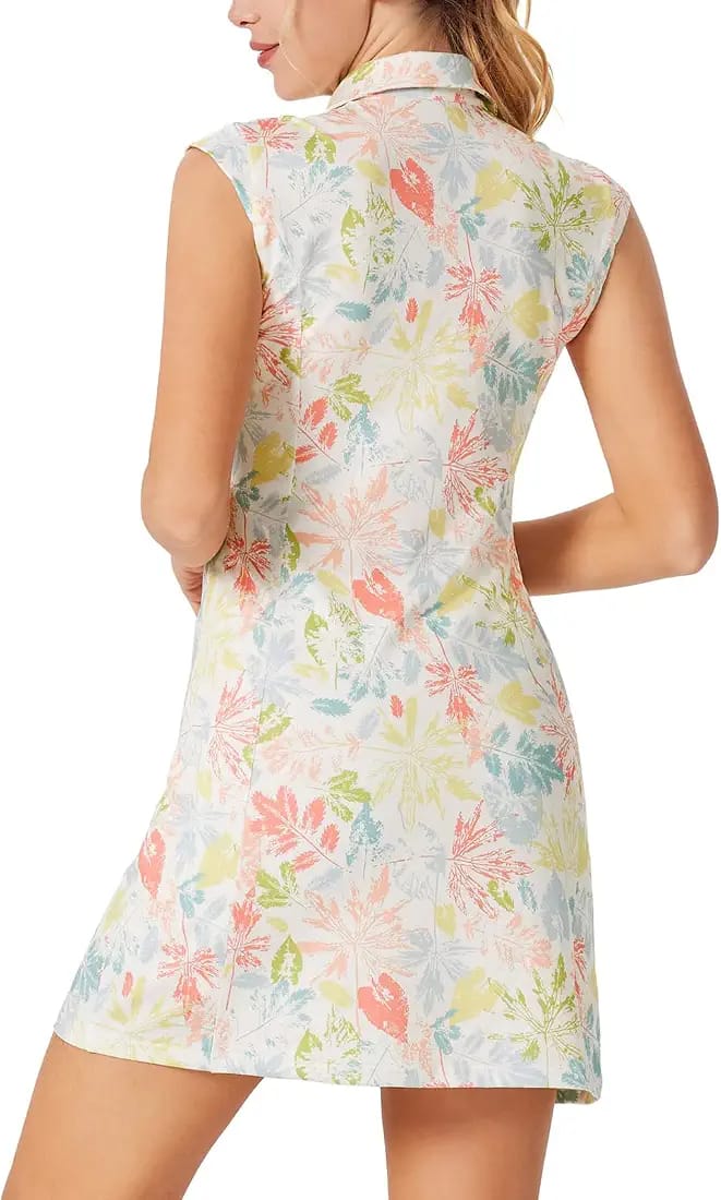 Rochie sport damă cu pantaloni scurți încorporați guler decupat -Marina