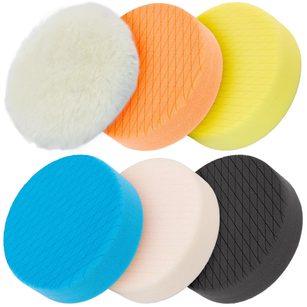 Set 6 bureti polish auto ,Sunmonstar 125mm,multicolori cu diferite grate de abraziune