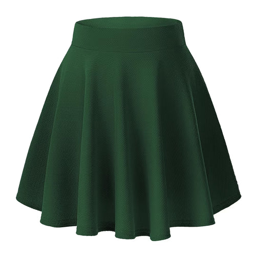 Fustă mini A-line damă talie înaltă elastic ,PLISATA – verde închis XL