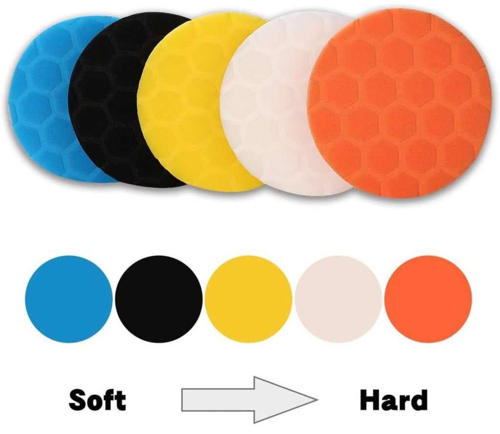 Set 6 bureti polish auto ,Sunmonstar 125mm,multicolori cu diferite grate de abraziune