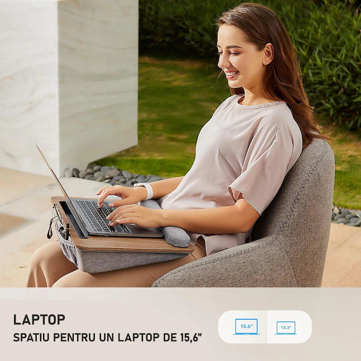 Suport Laptop, Dimensiuni Compatibile 14-17 Inch, Universal, 43x33x7 cm, Maro