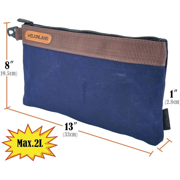 Set 4 Borsete Profesionale Scule WELKINLAND Heavy-Duty, Panza Cerata 590g Impermeabila, Interior Dublu Strat Oxford, 30 cm, Organizatoare Profesionale cu Fermoar, Multicolor