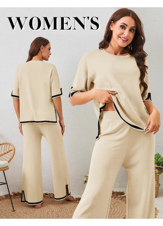 Trening tricotat pentru femei, RITOSTA, set sport, crem, M INTL
