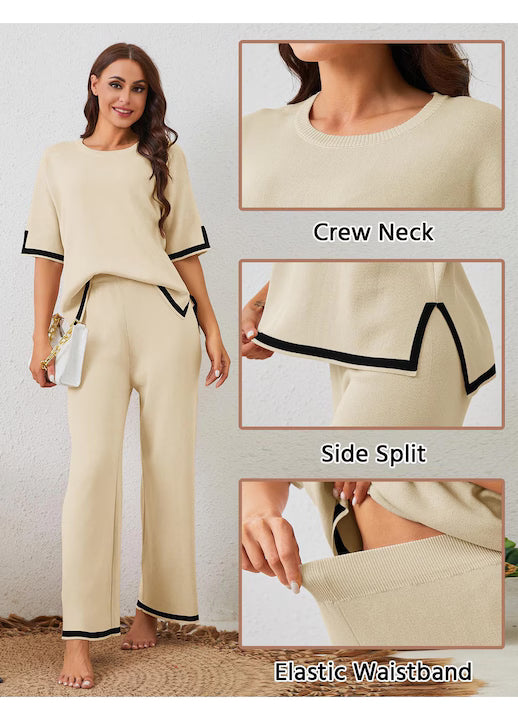 Trening tricotat pentru femei, RITOSTA, set sport, crem, M INTL