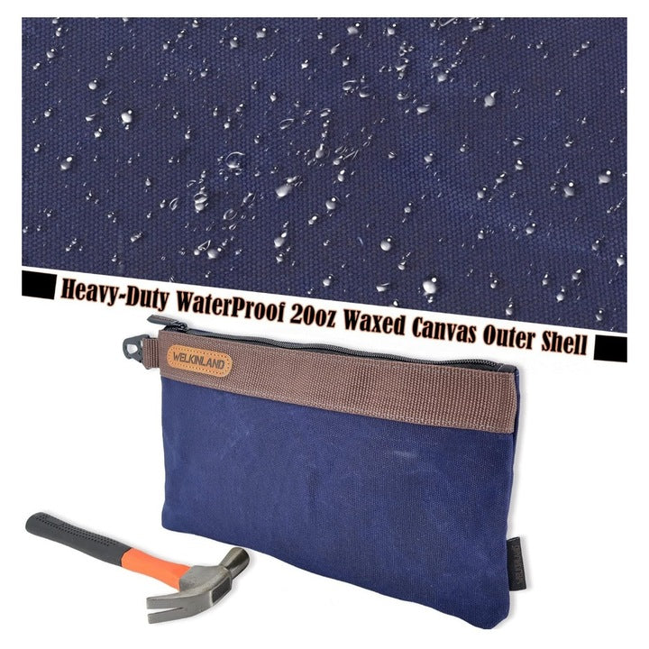 Set 4 Borsete Profesionale Scule WELKINLAND Heavy-Duty, Panza Cerata 590g Impermeabila, Interior Dublu Strat Oxford, 30 cm, Organizatoare Profesionale cu Fermoar, Multicolor