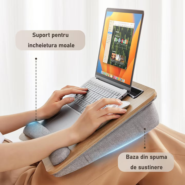 Suport Laptop, Dimensiuni Compatibile 14-17 Inch, Universal, 43x33x7 cm, Maro