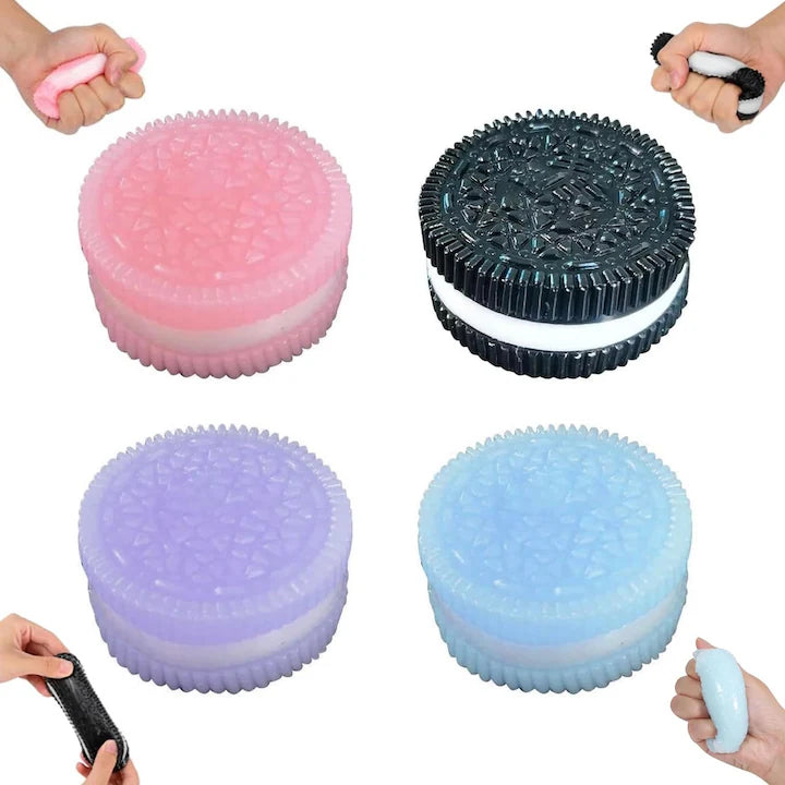 Set 4 Jucarii antistres Taba Squishy Silicon Oreo, multicolor, 6 ani, pentru fete si baieti