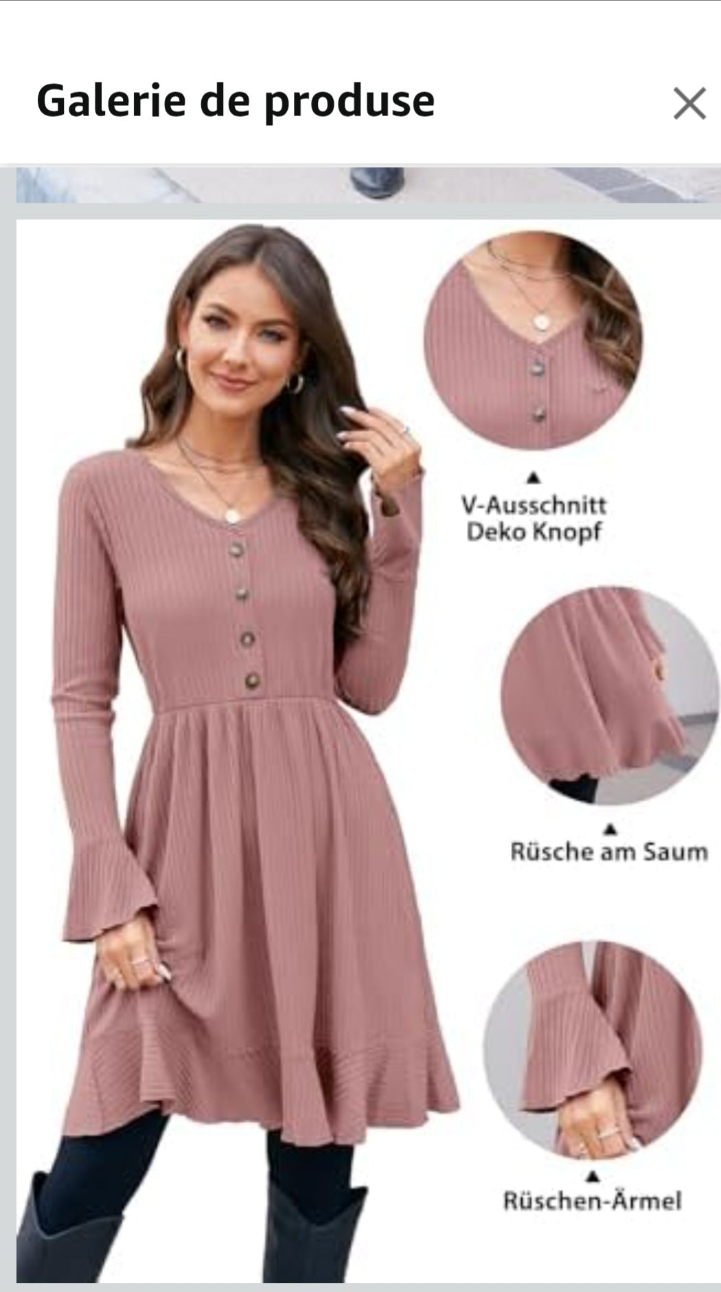 Rochie tricotata  pentru femei cu decoleteu in V si nasturi decorativi